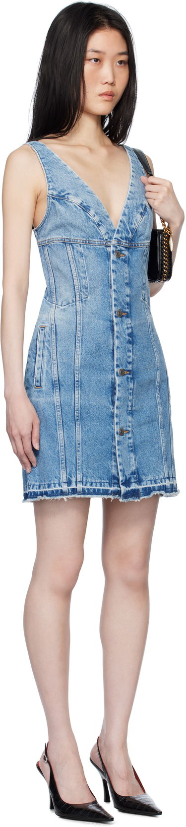 Pокля Stella McCartney Stella McCartney Vintage Wash Denim Minidress Синьо | 6D03553SQH05, 1