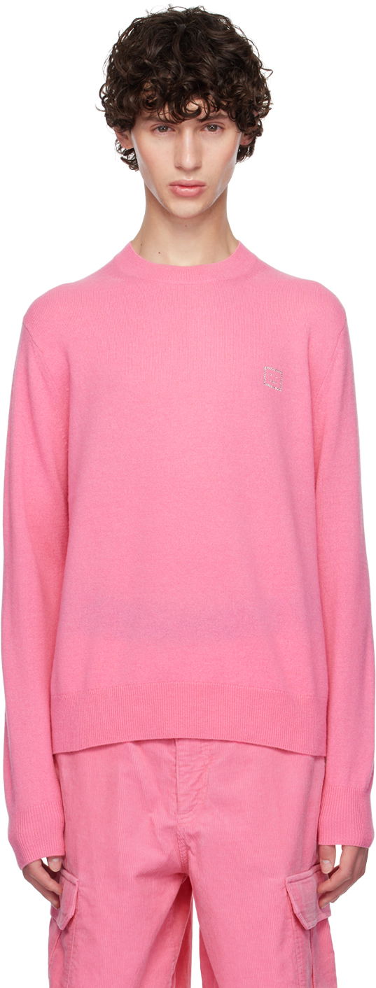 Пуловер Acne Studios Pink Crystal-Cut Logo Sweater Розово | C60088-