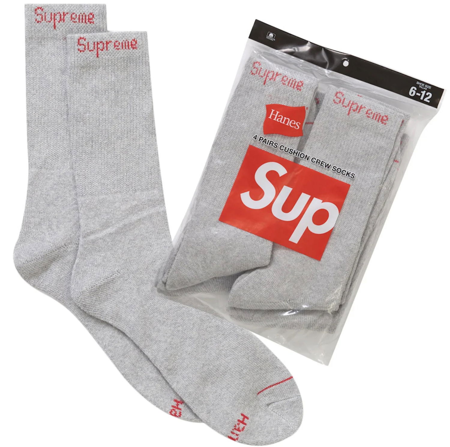 Чорапи Supreme Supreme x Hanes Cushion Crew Socks (4 Pack) Сиво | SS24A37, 0
