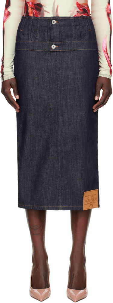 Пола Jean Paul Gaultier Jean Paul Gaultier 'The Inverted' Denim Midi Skirt Синьо | 25/33-F-JU146-D019-55, 0