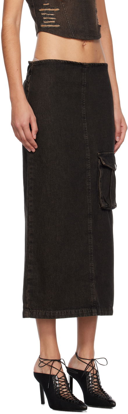 Пола Miaou Miaou Freya Denim Maxi Cargo Pocket Skirt Черно | 4047SD4BLK, 1