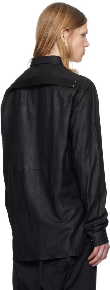 Риза Rick Owens Rick Owens Hollywood Megablister Lamb Leather Overshirt Черно | RU01E5729 LBA, 2