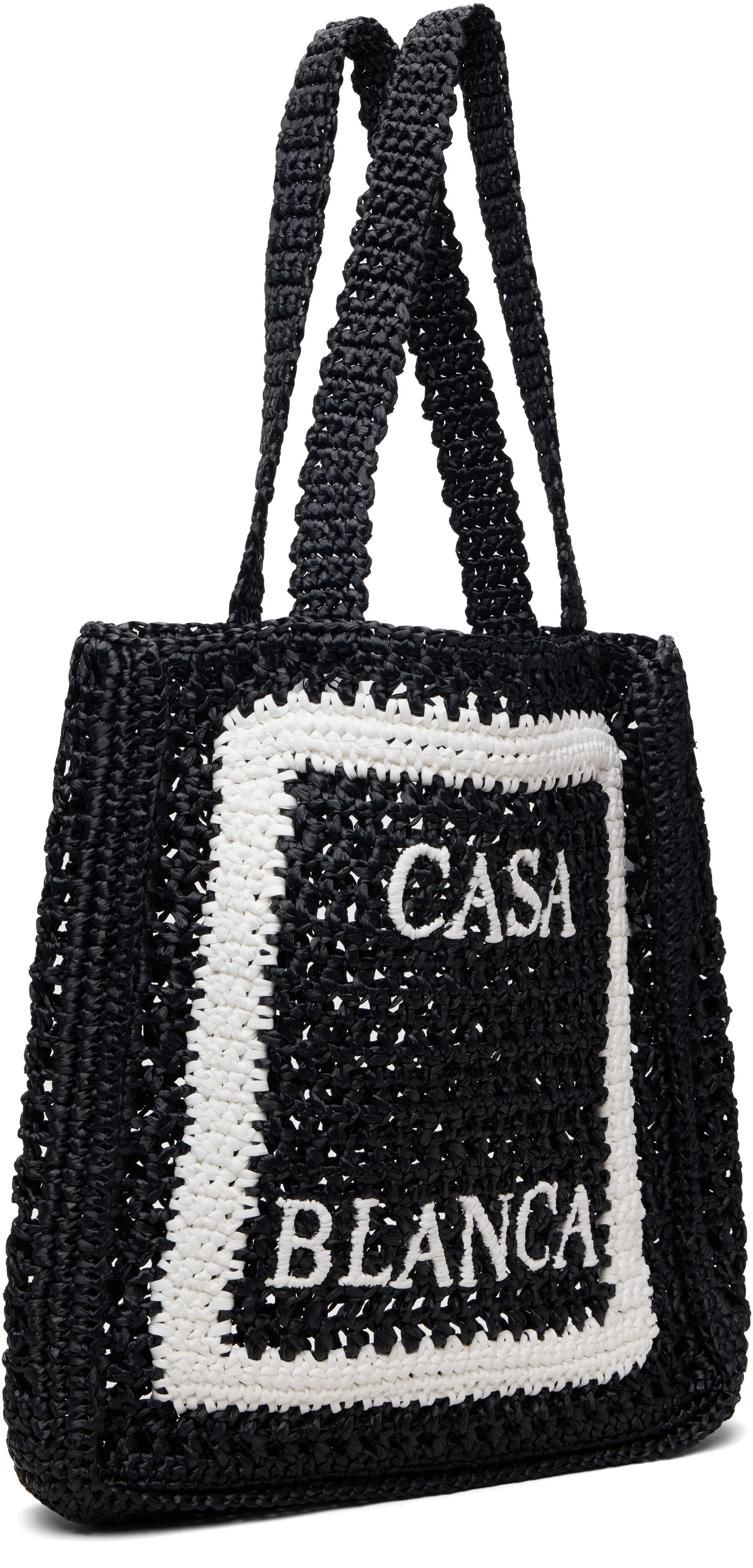 Голяма пазарска чанта Casablanca Casablanca Raffia Tote Черно | A-SP26-BAG-175-02, 1