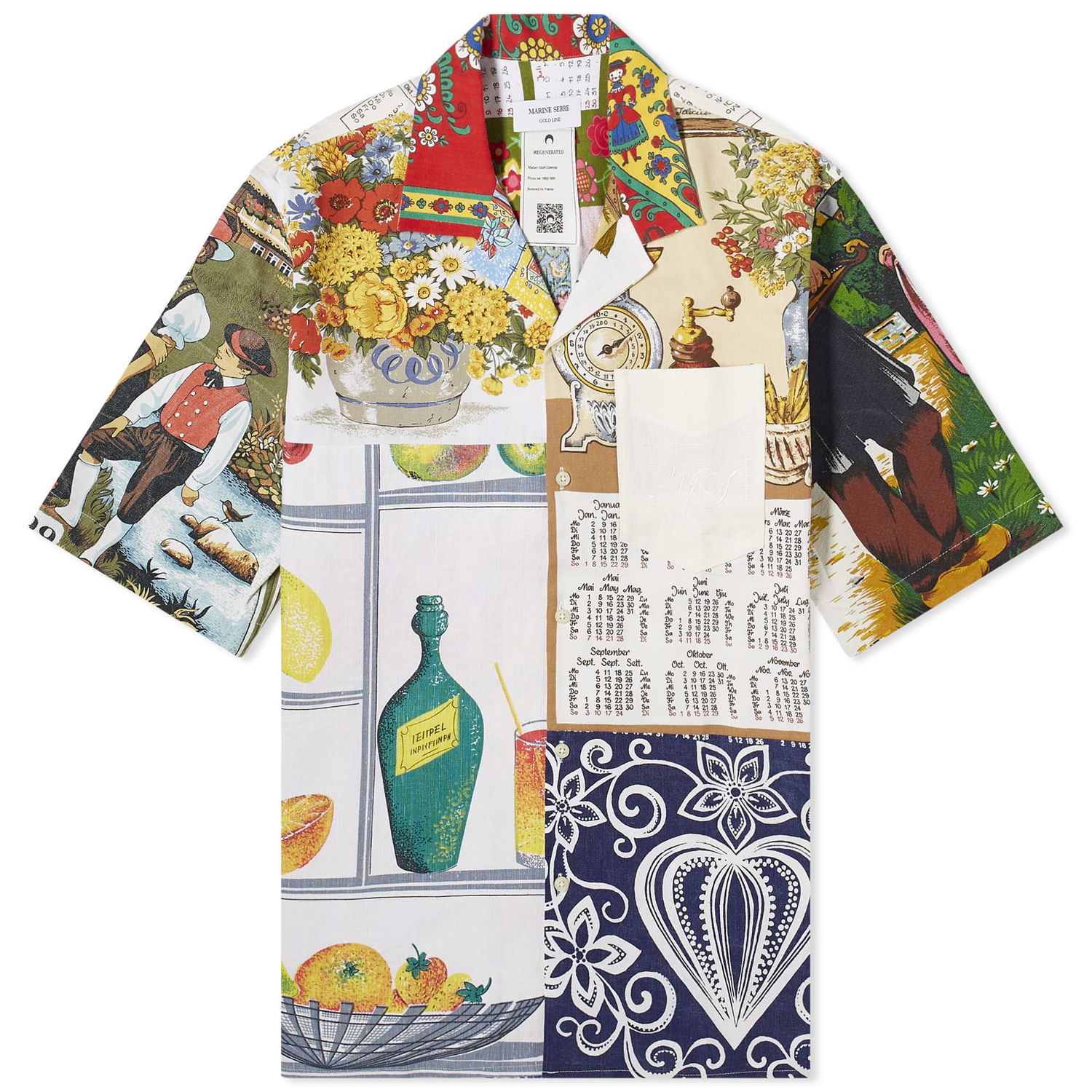 Риза Marine Serre Regenerated Household Linen Bowling Shirt Бяло | USI014-MU00, 0
