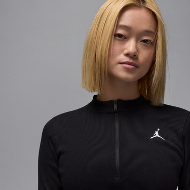 Pокля Jordan Jordan Knit Long Sleeve Half-Zip Dress Черно | HF9477-010, 2