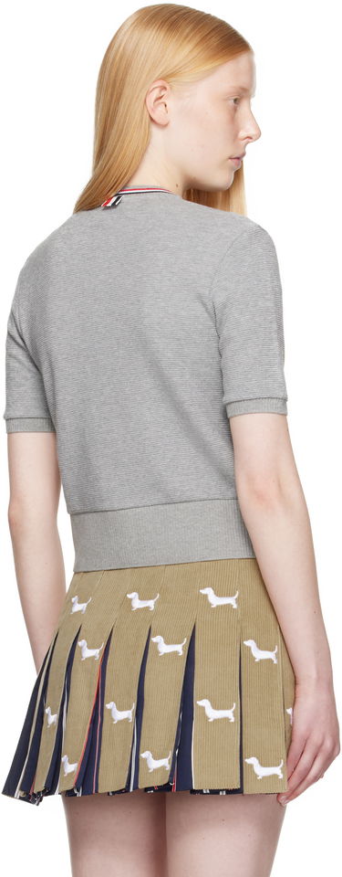Пуловер Thom Browne Thom Browne Cotton Waffle Short Sleeve Cardigan Сиво | FJT390A-J0216, 2