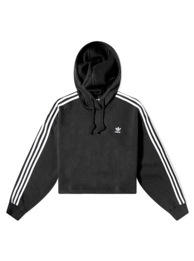 Суитчър adidas Originals 3 Stripe Cropped Hoody Черно | IB7388