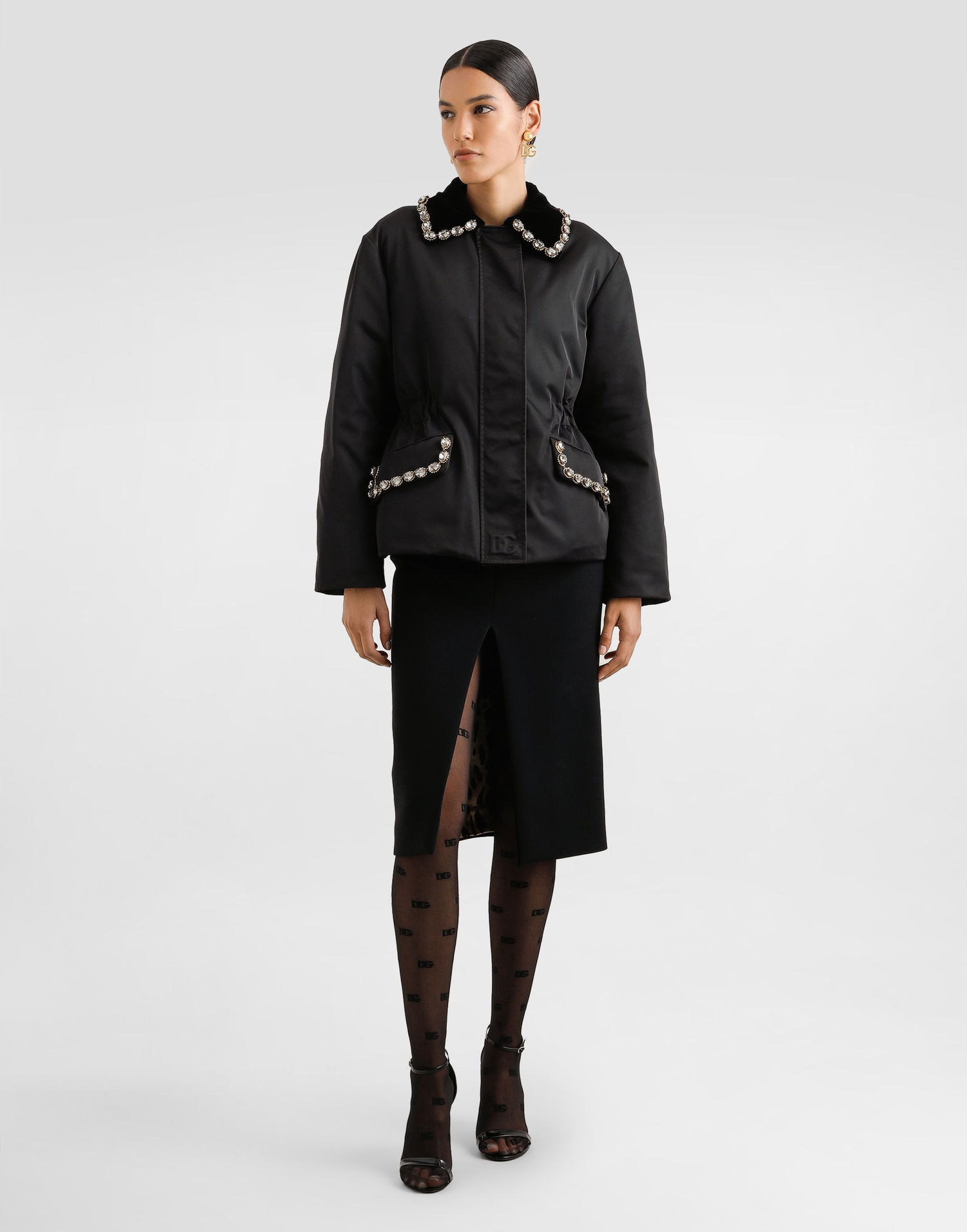 Яке Dolce & Gabbana Dolce & Gabbana Embellished Collar Jacket Черно | F9S85ZGDC9FN0000, 1