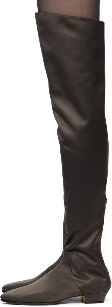 Кецове и обувки The Row The Row Hereditas 25 Satin Tall Boots Кафяво | F1528-W326, 2
