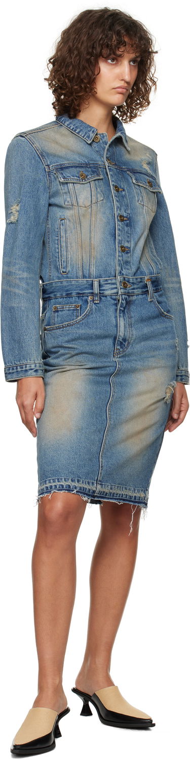 Pокля We11done We11done Washed Denim Midi Dress Синьо | WD-DO3-24-304-W-BL, 3