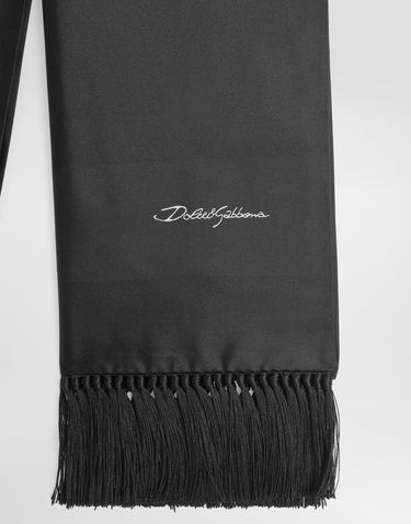 Шал Dolce & Gabbana Dolce & Gabbana Jacquard Satin Scarf with Tassels Черно | GQ386EG0UB6N0000, 1