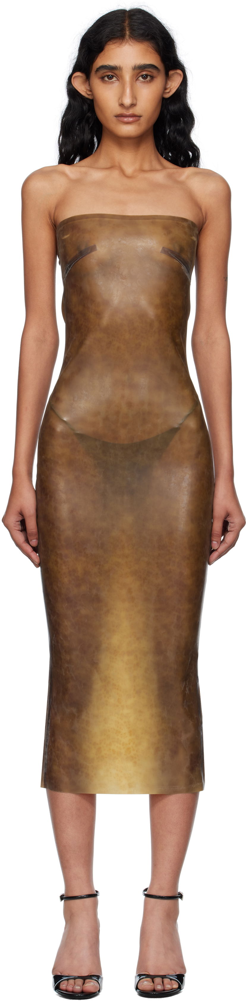 Pокля Miaou Miaou Lila Latex Midi Dress Кафяво | 5025LTXLEO