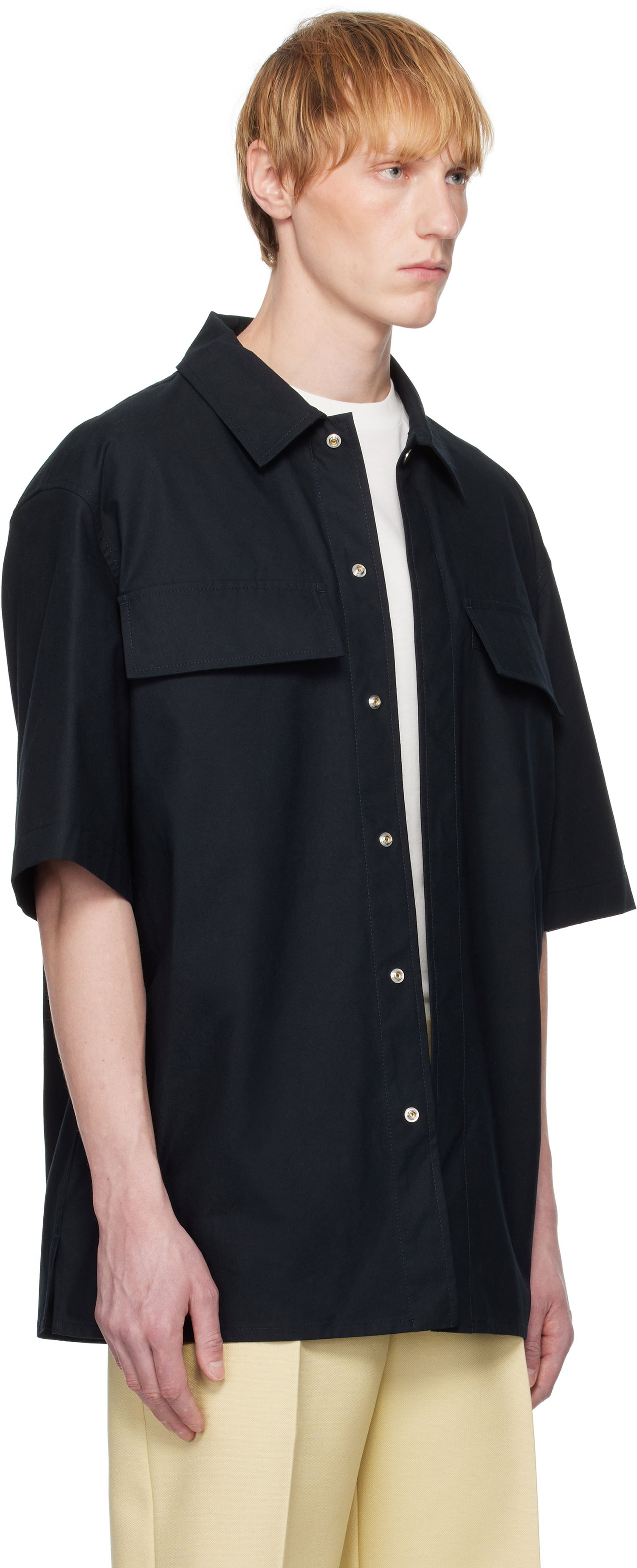 Риза Jil Sander Jil Sander Cotton Short Sleeve Shirt Черно | J47DL0163_J45296, 1