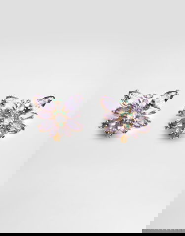 Обеци Dolce & Gabbana Dolce & Gabbana Butterfly Earrings with Amethysts, Morganites, and Emeralds in 18K Gold Лилаво | WEJI3GWAM03ZOO00, 2