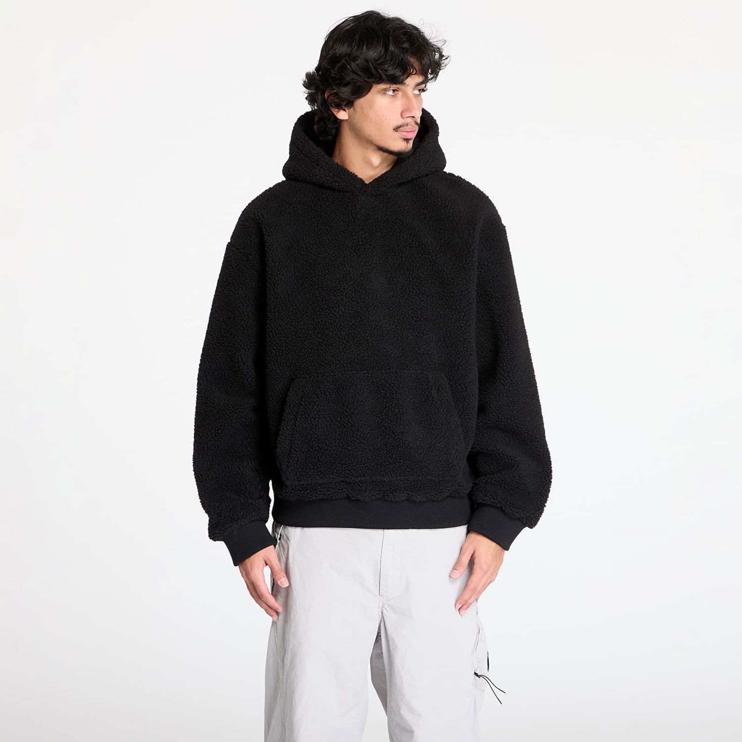 Суитчър Urban Classics Sweatshirt Oversized Teddy Hoody Черно | TB7265-00007, 0