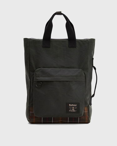 Голяма пазарска чанта Barbour Waxed Field Tote Bag with Plaid Base and Front Pocket Зелено | UBA0714SG91, 2