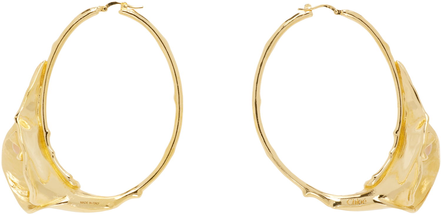 Обеци CHLOÉ 'The Chloé Flower Soul' Sculptural Hoop Earrings Металик | CH26SJE18PIN, 0