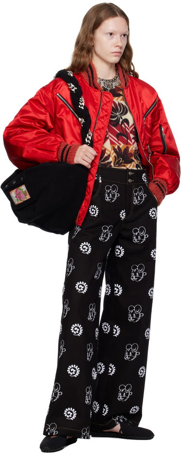 Дънки Chopova Lowena Chopova Lowena Flocked Wide-Leg Jeans Черно | 4059, 3