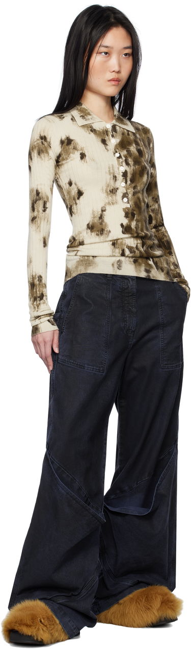Поло тениска The Attico The Attico Animal Print Long Sleeve Polo Бежово | 250WCK00112 KWS006PR, 3