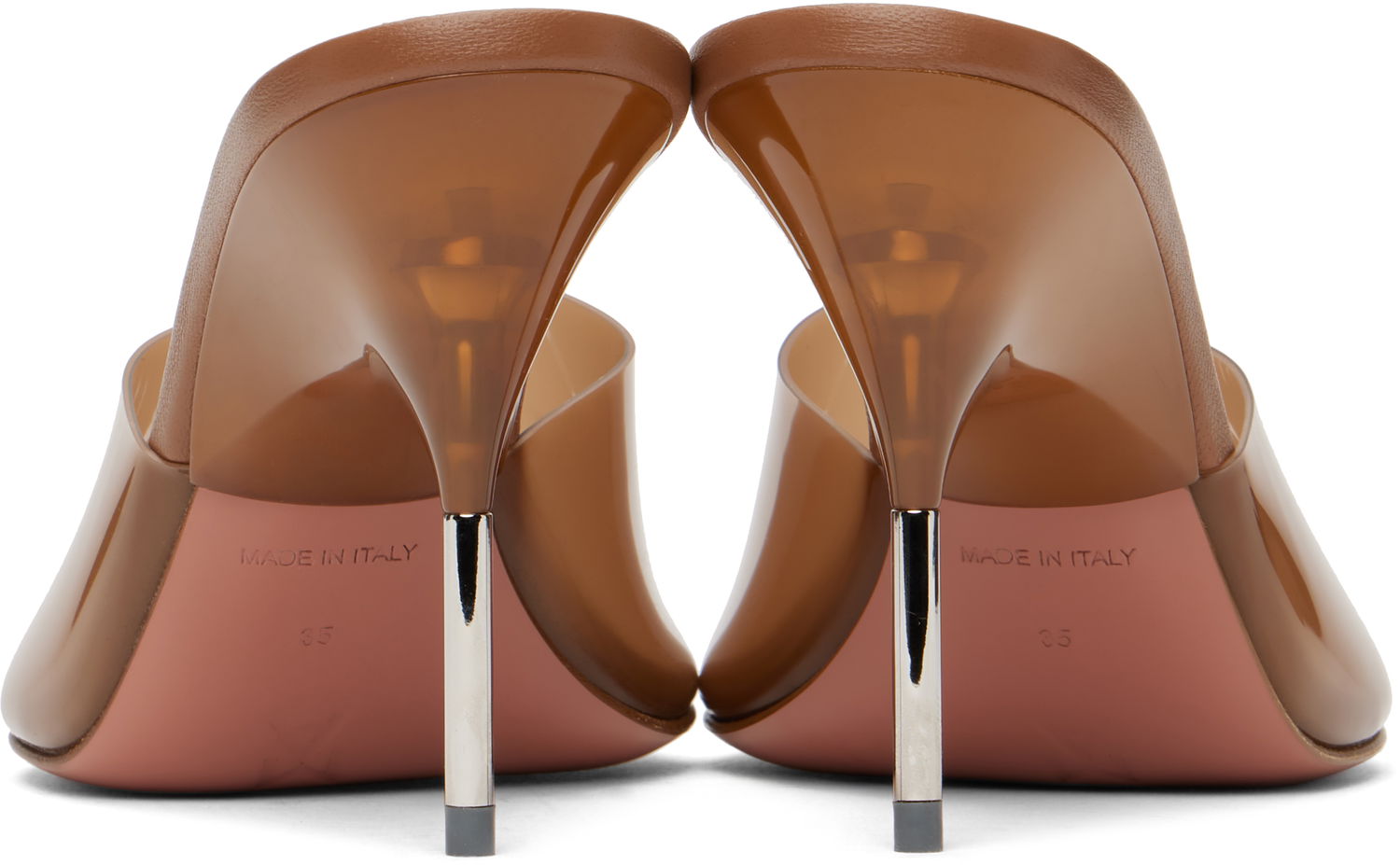 Аксесоари Amina Muaddi Amina Muaddi Bianca Glass Slipper 95 Mules Кафяво | BIANCA GLASS SLIPPER 95, 1