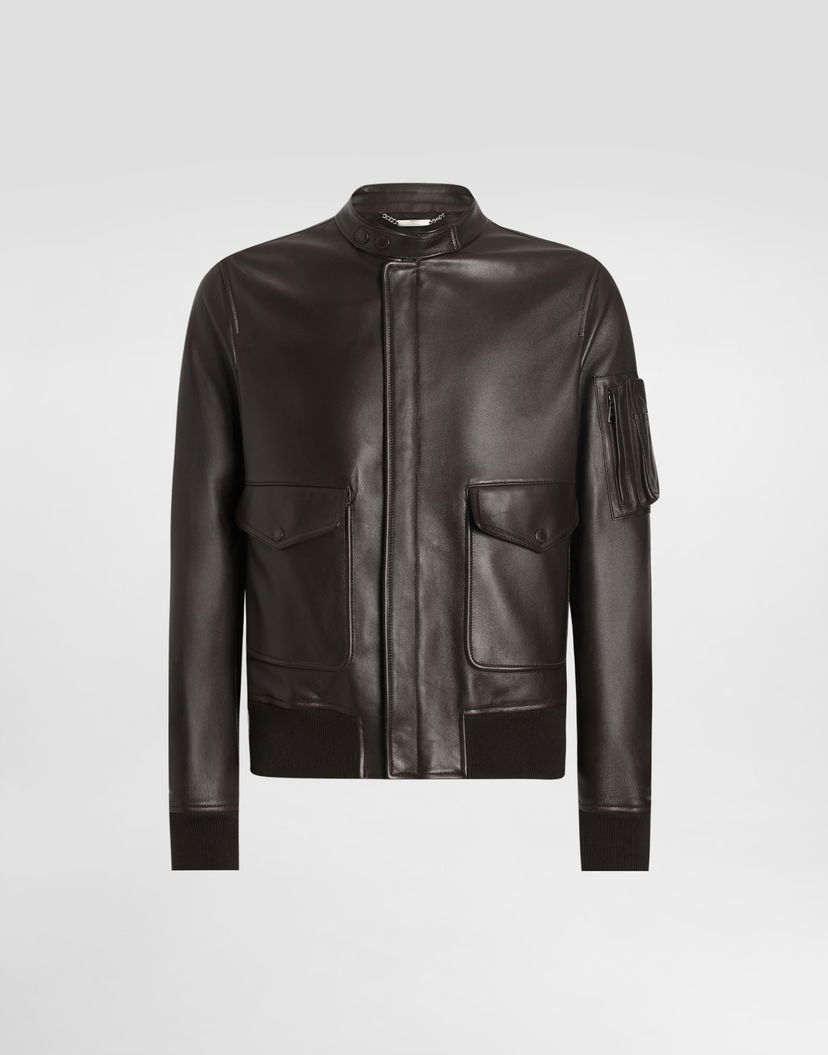 Яке бомбър Dolce & Gabbana Dolce & Gabbana Lambskin Bomber Jacket Кафяво | G9BPALHULW9M1213