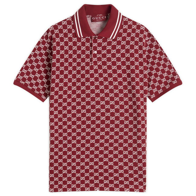 GG Jacquard Cotton Piquet Polo Shirt, Size Large