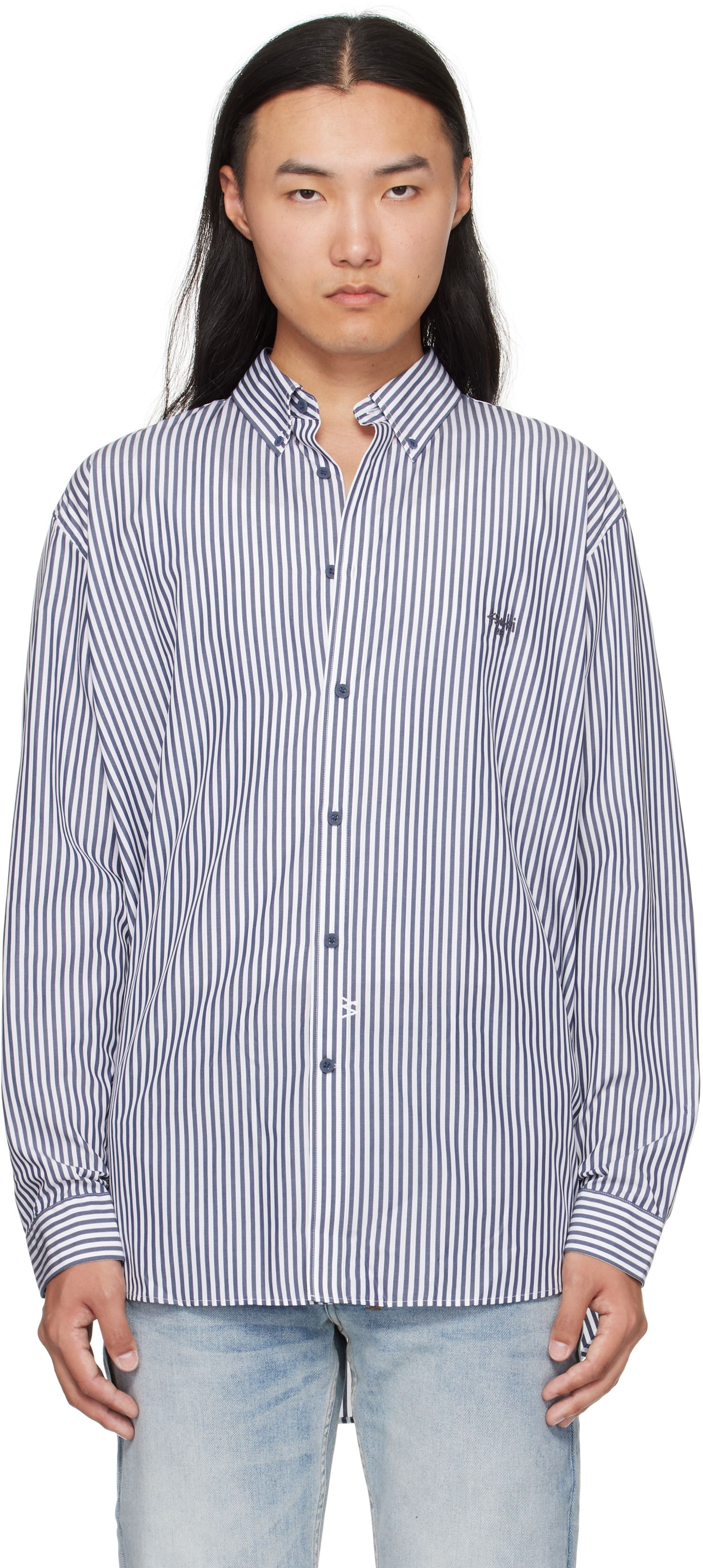 Риза Ksubi Ksubi KSignature Long Sleeve Shirt Синьо | MFA25SH020, 0