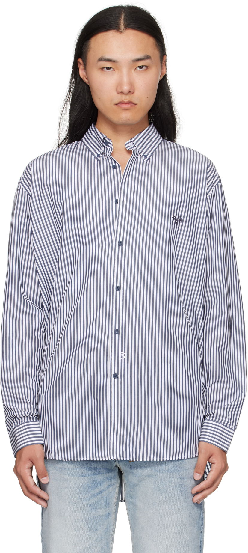 Риза Ksubi Ksubi KSignature Long Sleeve Shirt Синьо | MFA25SH020