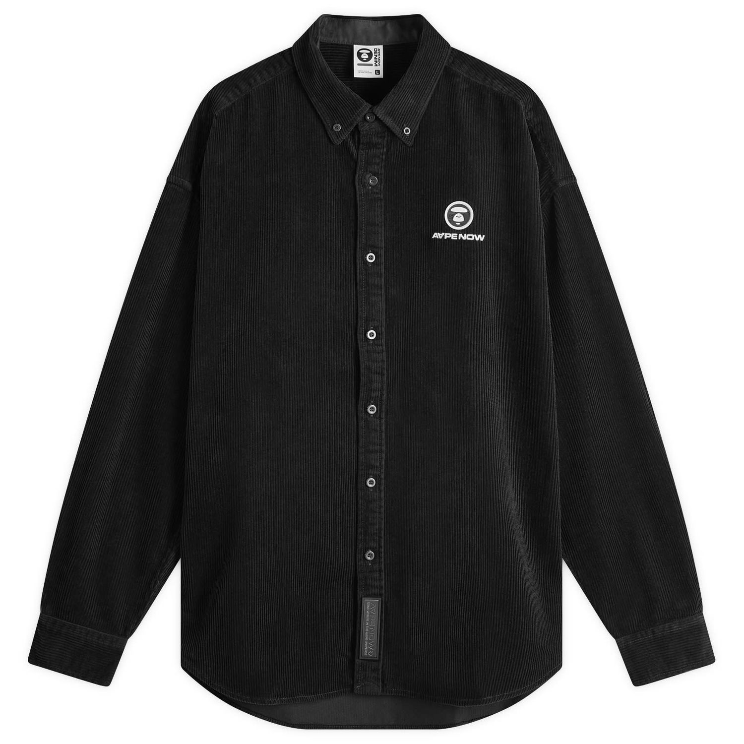 Риза AAPE by A Bathing Ape AAPE Now Corduroy Shirt, Size Large Черно | AAPSTM8499XXNBKX, 1