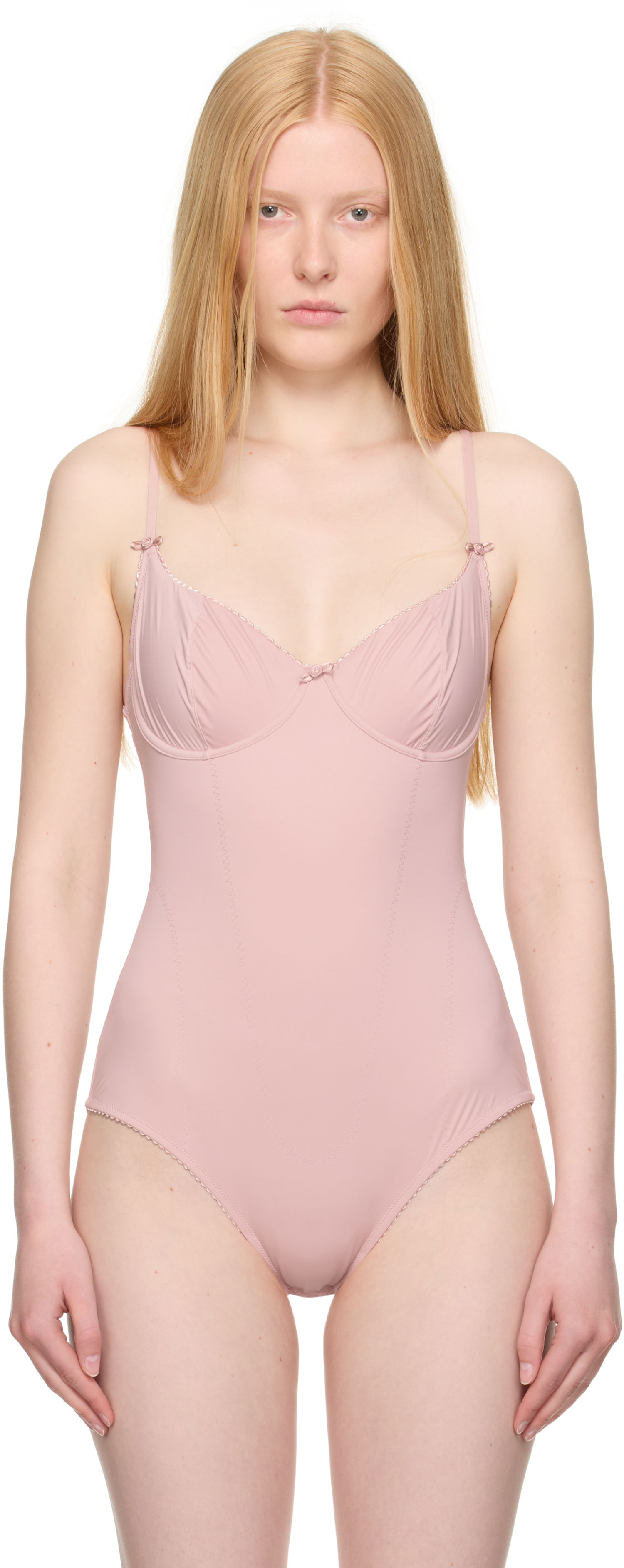 боди SKIMS SKIMS Retro Shapewear Demi Brief Bodysuit Розово | BD-BRF-7924W, 0