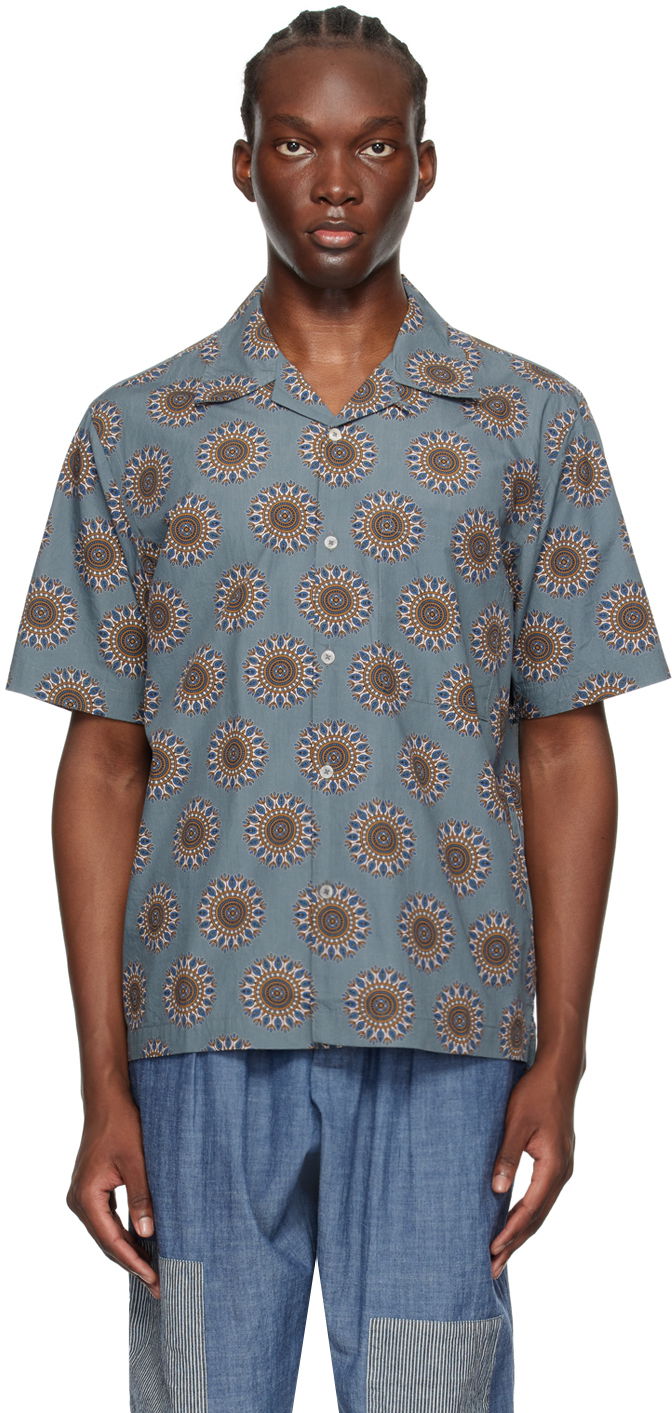 Риза Universal Works Universal Works Camp Print Shirt Синьо | P3061, 0