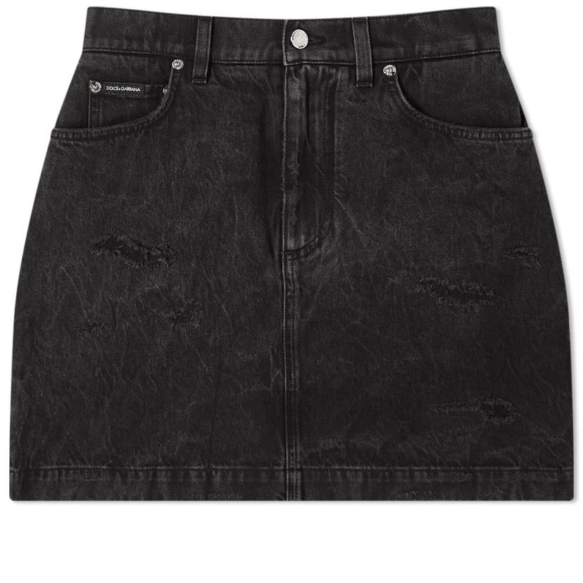 Пола Dolce & Gabbana Denim Mini Skirt Variante Abbinata Черно | F4BWMDG8HR1-S9001