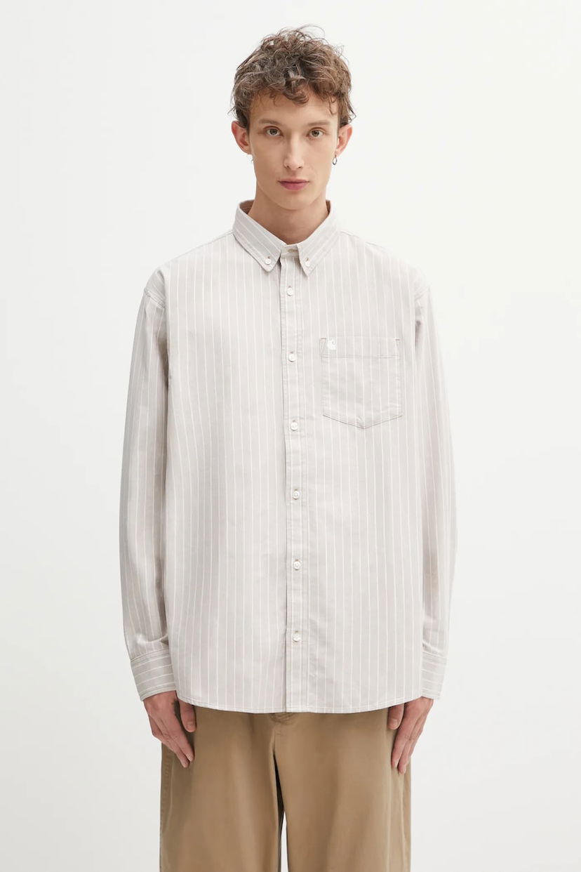 Риза Carhartt WIP Cassel Long Sleeve Relaxed Button-Down Collar Shirt Бежово | I035327.35EXX