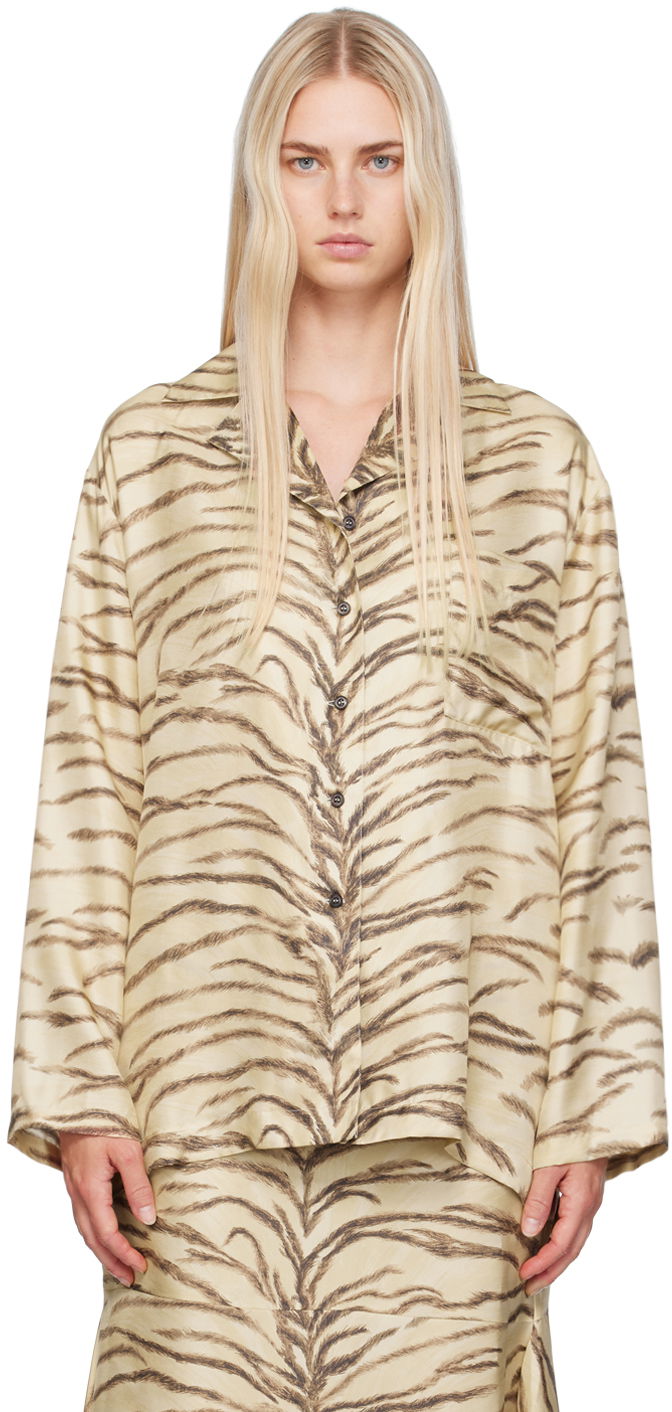 Риза Stella McCartney Tiger Print Shirt Бежово | 6201213ES210