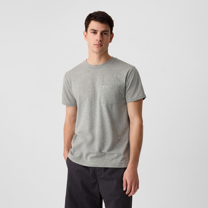 Тениска GAP T-shirt Logo Pocket Tee Grey Heather S Сиво | 857901-08