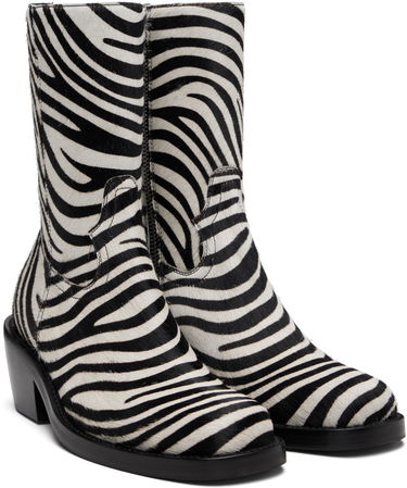 Кецове и обувки Dries Van Noten Dries Van Noten Zip Zebra Print Haircalf Boots Многоцветен | 252-021707-302, 3
