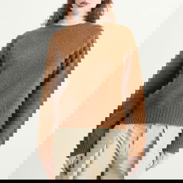 Пуловер YMC Jets Crewneck Raglan Knit Sweater Кафяво | Q8ZMJ-BRW, 2