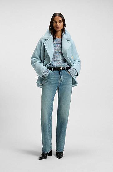 Дънки BOSS Straight-leg emerald-cast rigid jeans Синьо | 50548437, 1