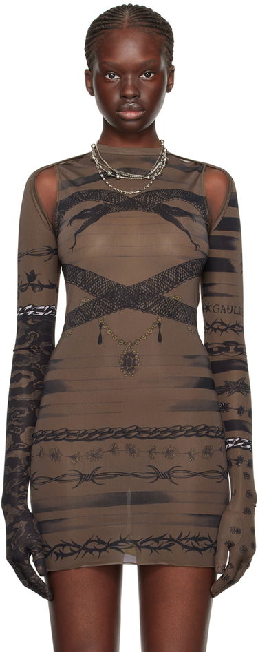 Pокля Jean Paul Gaultier Edition Printed Mesh Dress Кафяво | 23/14-F-TO091-J522-700200, 0
