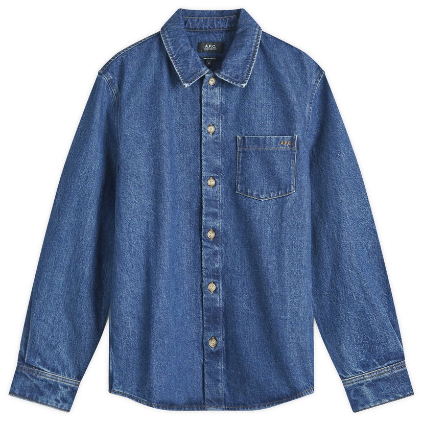 Риза A.P.C. Vittorio Denim Overshirt Синьо | COHTD-H02837-IAL