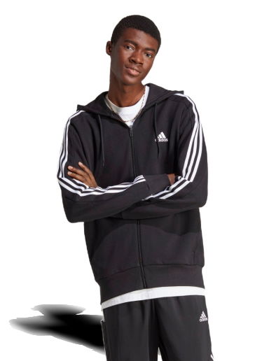 Суитчър adidas Performance Essentials French Terry 3-Stripes Full-Zip Hoodie Черно | IC0433