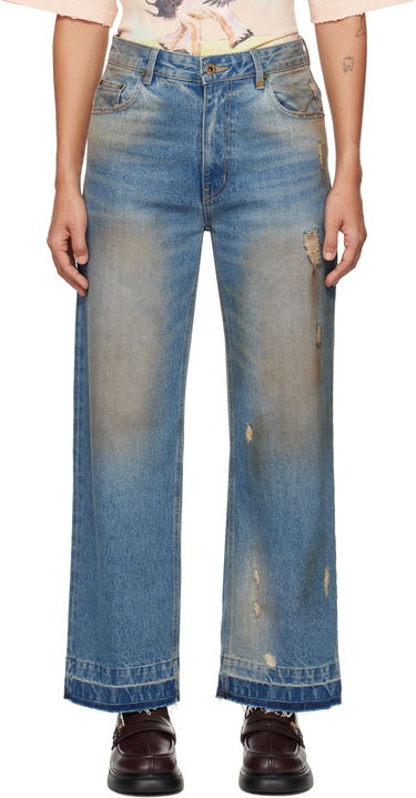 Дънки We11done We11done Grunge Wide Leg Jeans Синьо | WD-DP3-24-359-W-BL, 0