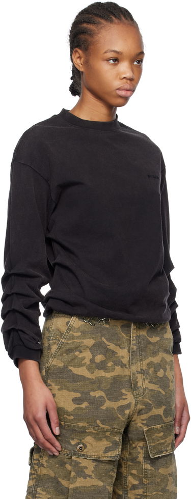 Тениска We11done We11done Wrinkled Long Sleeve T-Shirt Черно | WD-TT0-25-775-U-BK, 1
