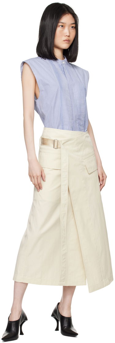 Съкратен топ Helmut Lang Sleeveless Tuxedo Shirt Синьо | O05HW598, 3