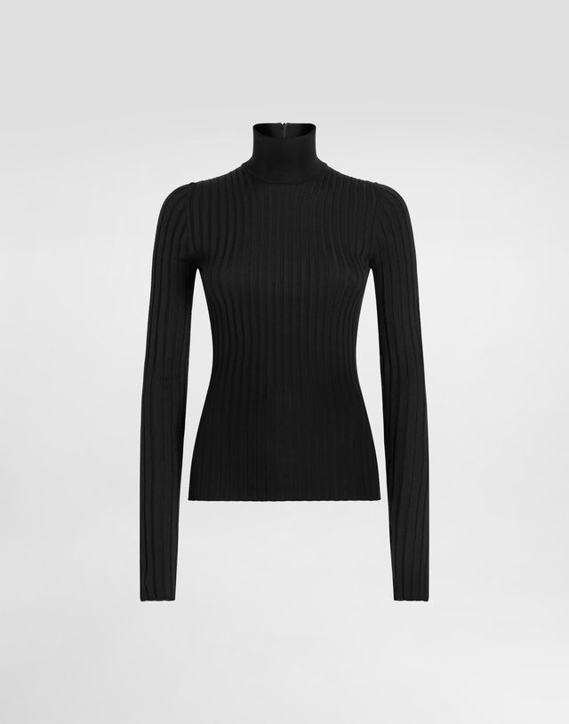 Dolce & Gabbana Ribbed Wool Zip Turtleneck Pullover