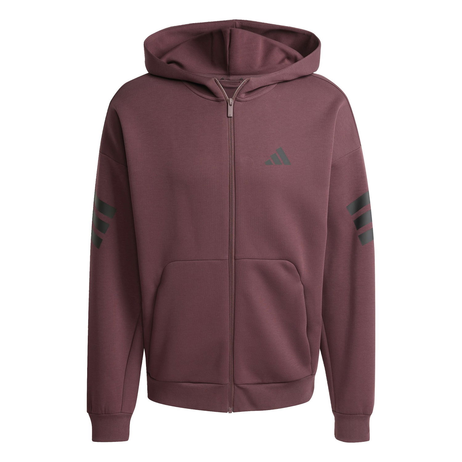 Суитчър adidas Performance 3-Stripes Full-Zip Hoodie Бургунди | JD4830, 0