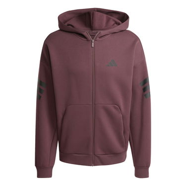 Суитчър adidas Performance 3-Stripes Full-Zip Hoodie Бургунди | JD4830, 0