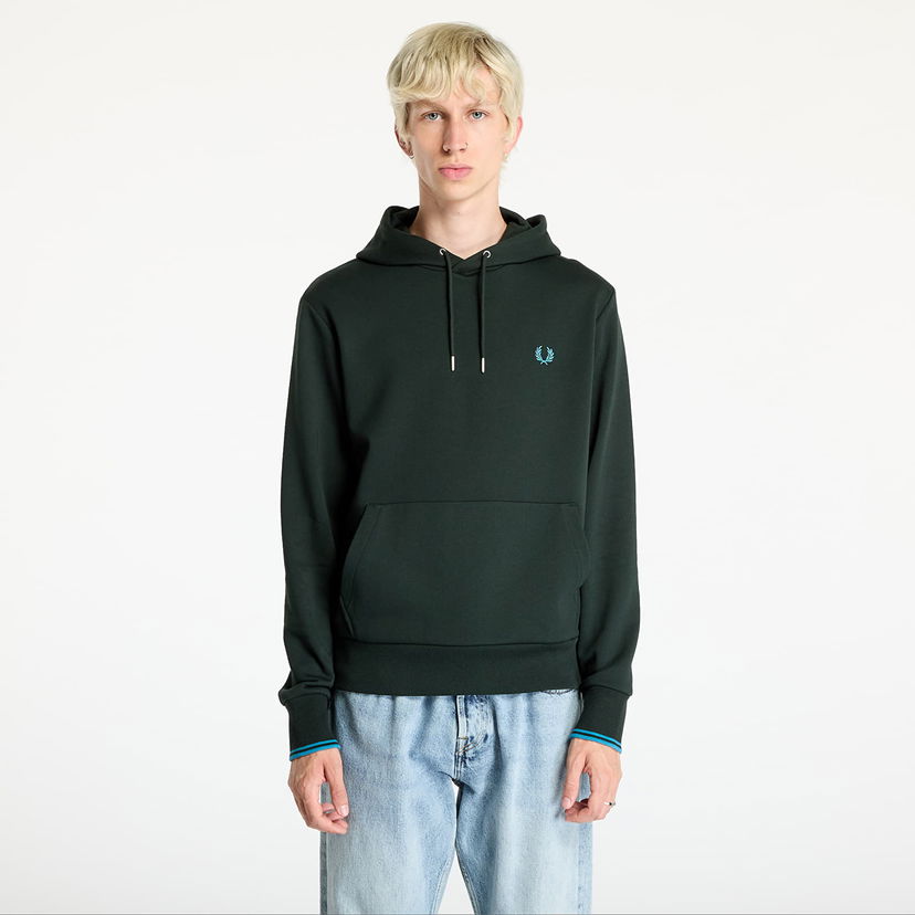 Суитчър Fred Perry Tipped Hooded Sweatshirt Night Green/ Ocean Зелено | M2643 W64