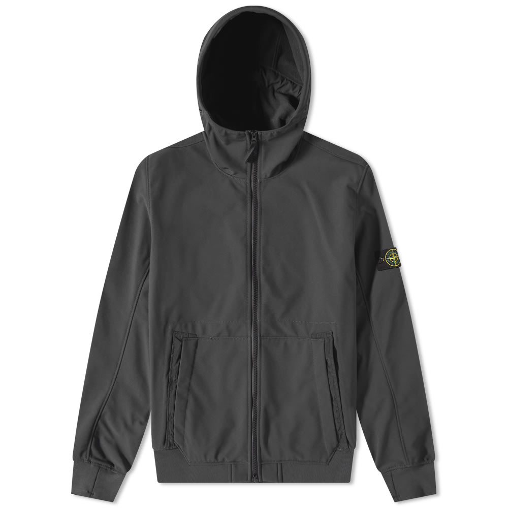 Ветровка Stone Island Soft-Shell Hooded Jacket Черно | 7715Q0122-V0029, 0