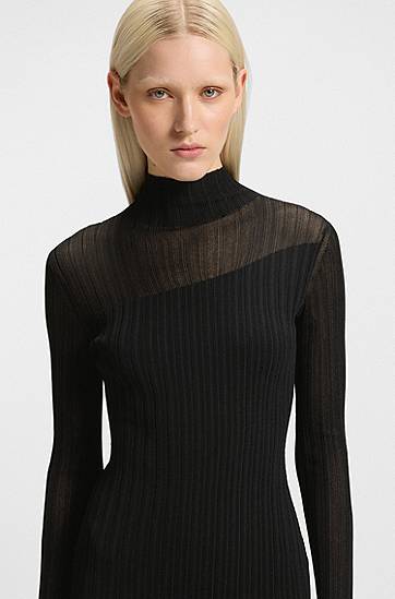 Pокля BOSS Ribbed Bodycon Dress Черно | 50542664, 1